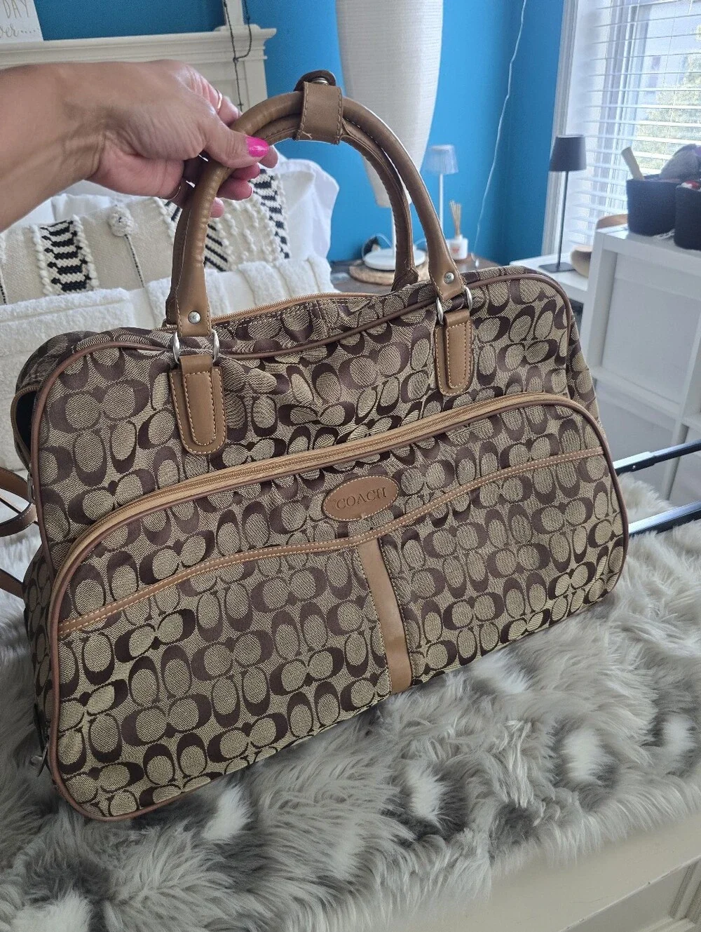 Coach Signature Canvas Satchel in Tan/Brown